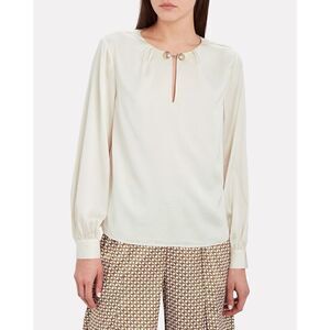 Intermix Silk Keyhole Blouse with Gold Hardware Detail
